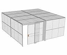 2-Wall Woven Wire Security Cage, w/Ceiling, 20'4" x 20'4" x 8'5-1/4" with 5' Sliding Gate