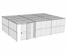 2-Wall Woven Wire Security Cage, w/Ceiling, 30'6" x 20'4" x 8'5-1/4" with 5' Sliding Gate
