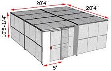 2-Wall Woven Wire Security Cage, w/Ceiling, 20'4" x 20'4" x 10'5-1/4" with 5' Sliding Gate