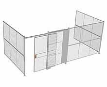 3-Wall Woven Wire Security Cage, No Ceiling, 20'6" x 10'2" x 8'5-1/4" with 5' Sliding Gate