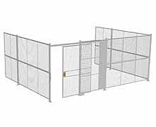 3-Wall Woven Wire Security Cage, No Ceiling, 20'6" x 15'4" x 8'5-1/4" with 5' Sliding Gate