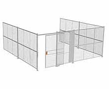 3-Wall Woven Wire Security Cage, No Ceiling, 20'6" x 20'4" x 8'5-1/4" with 5' Sliding Gate