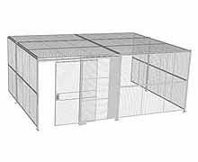 3-Wall Woven Wire Security Cage, w/Ceiling, 20'6" x 15'4" x 8'5-1/4" with 5' Sliding Gate