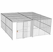 3-Wall Woven Wire Security Cage, w/Ceiling, 20'6" x 20'4" x 8'5-1/4" with 5' Sliding Gate