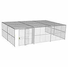 3-Wall Woven Wire Security Cage, w/Ceiling, 30'8" x 20'4" x 8'5-1/4" with 5' Sliding Gate