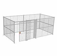 4-Wall Woven Wire Security Cage, No Ceiling, 20'6" x 10'4" x 8'5-1/4" with 5' Sliding Gate