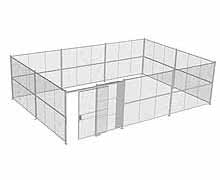 4-Wall Woven Wire Security Cage, No Ceiling, 30'8" x 20'6" x 8'5-1/4" with 5' Sliding Gate