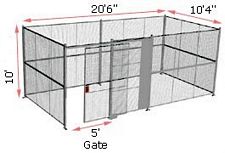 4-Wall Woven Wire Security Cage, No Ceiling, 20'6" x 10'4" x 10'5-1/4" with 5' Sliding Gate