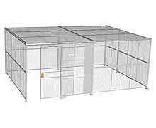 4-Wall Woven Wire Security Cage, w/Ceiling, 20'6" x 15'6" x 8'5-1/4" with 5' Sliding Gate