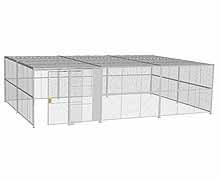 4-Wall Woven Wire Security Cage, w/Ceiling, 30'8" x 20'6" x 8'5-1/4" with 5' Sliding Gate