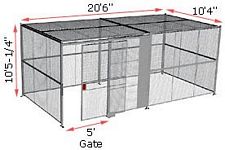 4-Wall Woven Wire Security Cage, w/Ceiling, 20'6" x 10'4" x 10'5-1/4" with 5' Sliding Gate