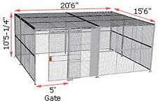 4-Wall Woven Wire Security Cage, w/Ceiling, 20'6" x 15'6" x 10'5-1/4" with 5' Sliding Gate