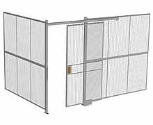 2-Wall Woven Wire Security Cage, No Ceiling, 12'4" x 8'2" x 8'5-1/4" with 4' Sliding Gate