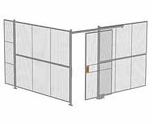 2-Wall Woven Wire Security Cage, No Ceiling, 12'4" x 12'4" x 8'5-1/4" with 4' Sliding Gate