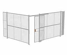 2-Wall Woven Wire Security Cage, No Ceiling, 16'4" x 12'4" x 8'5-1/4" with 4' Sliding Gate