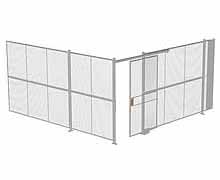 2-Wall Woven Wire Security Cage, No Ceiling, 16'4" x 16'4" x 8'5-1/4" with 4' Sliding Gate