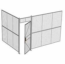 2-Wall Woven Wire Security Cage, No Ceiling, 12'4" x 8'2" x 8'5-1/4" with 3' Hinged Gate