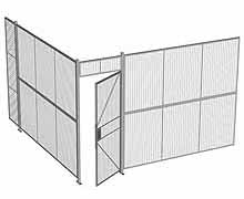 2-Wall Woven Wire Security Cage, No Ceiling, 12'4" x 12'4" x 8'5-1/4" with 3' Hinged Gate
