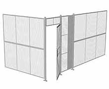 2-Wall Woven Wire Security Cage, No Ceiling, 16'4" x 8'2" x 8'5-1/4" with 3' Hinged Gate