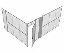 2-Wall Woven Wire Security Cage, No Ceiling, 16'4" x 12'4" x 8'5-1/4" with 3' Hinged Gate