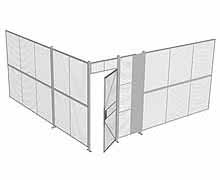 2-Wall Woven Wire Security Cage, No Ceiling, 16'4" x 16'4" x 8'5-1/4" with 3' Hinged Gate