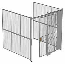 3-Wall Woven Wire Security Cage, No Ceiling, 8'4" x 8'2" x 8'5-1/4" with 4' Sliding Gate