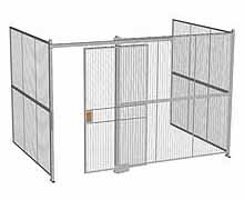 3-Wall Woven Wire Security Cage, No Ceiling, 12'6" x 8'2" x 8'5-1/4" with 4' Sliding Gate