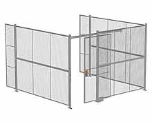 3-Wall Woven Wire Security Cage, No Ceiling, 12'6" x 12'4" x 8'5-1/4" with 4' Sliding Gate