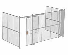 3-Wall Woven Wire Security Cage, No Ceiling, 16'6" x 8'2" x 8'5-1/4" with 4' Sliding Gate
