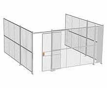 3-Wall Woven Wire Security Cage, No Ceiling, 16'6" x 16'4" x 8'5-1/4" with 4' Sliding Gate