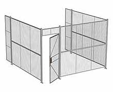 3-Wall Woven Wire Security Cage, No Ceiling, 12'6" x 12'4" x 8'5-1/4" with 3' Hinged Gate