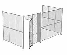 3-Wall Woven Wire Security Cage, No Ceiling, 16'6" x 8'2" x 8'5-1/4" with 3' Hinged Gate