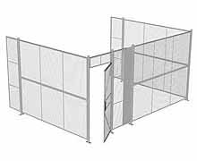 3-Wall Woven Wire Security Cage, No Ceiling, 16'6" x 12'4" x 8'5-1/4" with 3' Hinged Gate