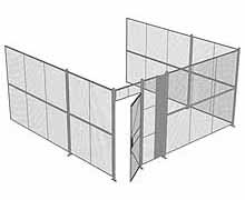 3-Wall Woven Wire Security Cage, No Ceiling, 16'6" x 16'4" x 8'5-1/4" with 3' Hinged Gate