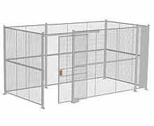 4-Wall Woven Wire Security Cage, No Ceiling, 16'6" x 8'4" x 8'5-1/4" with 4' Sliding Gate