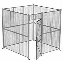 4-Wall Woven Wire Security Cage, No Ceiling, 8'6" x 8'4" x 8'5-1/4" with 3' Hinged Gate