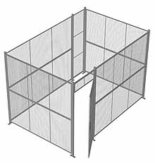 4-Wall Woven Wire Security Cage, No Ceiling, 12'6" x 8'4" x 8'5-1/4" with 3' Hinged Gate