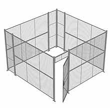 4-Wall Woven Wire Security Cage, No Ceiling, 12'6" x 12'6" x 8'5-1/4" with 3' Hinged Gate