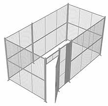 4-Wall Woven Wire Security Cage, No Ceiling, 16'6" x 8'4" x 8'5-1/4" with 3' Hinged Gate