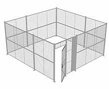 4-Wall Woven Wire Security Cage, No Ceiling, 16'6" x 16'6" x 8'5-1/4" with 3' Hinged Gate