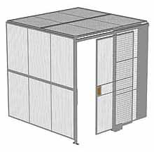 2-Wall Woven Wire Security Cage, w/Ceiling, 8'2" x 8'2" x 8'5-1/4" with 4' Sliding Gate