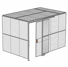 2-Wall Woven Wire Security Cage, w/Ceiling, 12'4" x 8'2" x 8'5-1/4" with 4' Sliding Gate