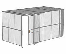 2-Wall Woven Wire Security Cage, w/Ceiling, 16'4" x 8'2" x 8'5-1/4" with 4' Sliding Gate