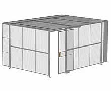 2-Wall Woven Wire Security Cage, w/Ceiling, 16'4" x 12'4" x 8'5-1/4" with 4' Sliding Gate