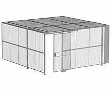 2-Wall Woven Wire Security Cage, w/Ceiling, 16'4" x 16'4" x 8'5-1/4" with 4' Sliding Gate