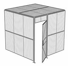2-Wall Woven Wire Security Cage, w/Ceiling, 8'4" x 8'2" x 8'5-1/4" with 3' Hinged Gate