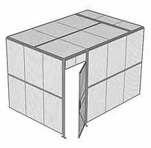 2-Wall Woven Wire Security Cage, w/Ceiling, 12'4" x 8'2" x 8'5-1/4" with 3' Hinged Gate