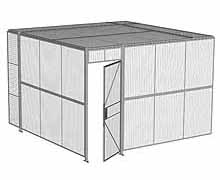 2-Wall Woven Wire Security Cage, w/Ceiling, 12'4" x 12'4" x 8'5-1/4" with 3' Hinged Gate