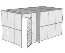 2-Wall Woven Wire Security Cage, w/Ceiling, 16'4" x 8'2" x 8'5-1/4" with 3' Hinged Gate