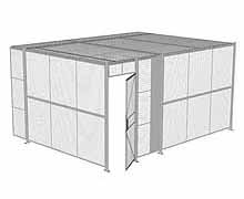 2-Wall Woven Wire Security Cage, w/Ceiling, 16'4" x 12'4" x 8'5-1/4" with 3' Hinged Gate